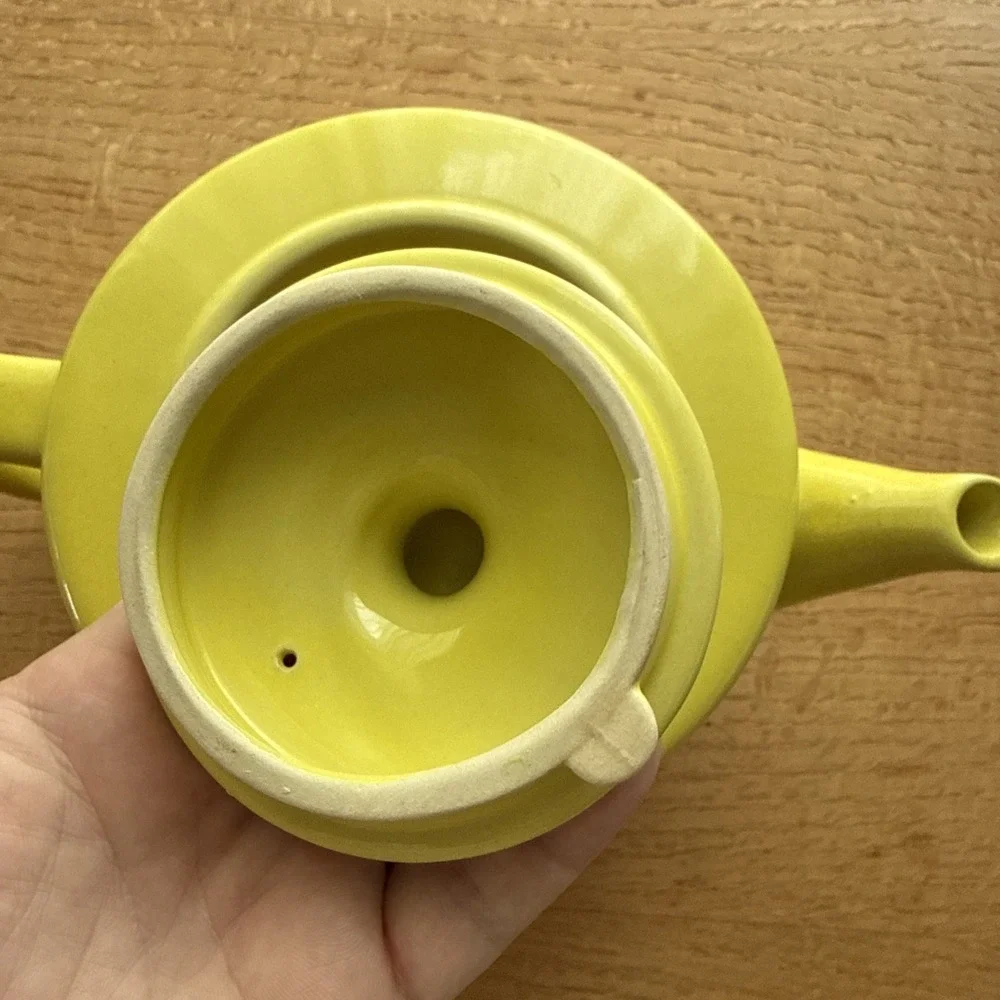 Vintage National Silver Co. Teapot Yellow Green With Sticker